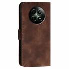 For Realme 12 5G Global Grid Butterfly Embossed Pattern Leather Phone Case with Lanyard(Coffee) - 3