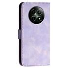 For Realme 12 5G Global Grid Butterfly Embossed Pattern Leather Phone Case with Lanyard(Light Purple) - 3