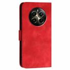 For Realme 12+ 5G Global Grid Butterfly Embossed Pattern Leather Phone Case with Lanyard(Red) - 3