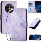 For Realme 12+ 5G Global YX0080 Grid Butterfly Embossed Pattern Flip Leather Phone Case with Lanyard(Light Purple) - 1