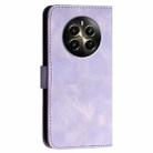 For Realme 12+ 5G Global YX0080 Grid Butterfly Embossed Pattern Flip Leather Phone Case with Lanyard(Light Purple) - 3