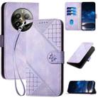 For Realme 12 Pro 5G Global YX0080 Grid Butterfly Embossed Pattern Flip Leather Phone Case with Lanyard(Light Purple) - 1