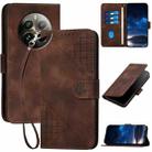 For Realme 12 Pro+ 5G Global YX0080 Grid Butterfly Embossed Pattern Flip Leather Phone Case with Lanyard(Coffee) - 1