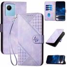 For Realme Narzo 50i Prime YX0080 Grid Butterfly Embossed Pattern Flip Leather Phone Case with Lanyard(Light Purple) - 1