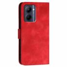 For Realme C33 Global Grid Butterfly Embossed Pattern Leather Phone Case with Lanyard(Red) - 3