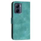 For Realme C33 Global Grid Butterfly Embossed Pattern Leather Phone Case with Lanyard(Light Blue) - 3