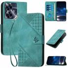 For Realme C55 4G Global Grid Butterfly Embossed Pattern Leather Phone Case with Lanyard(Light Blue) - 1