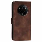 For Realme 14 Pro Grid Butterfly Embossed Pattern Leather Phone Case with Lanyard(Coffee) - 3