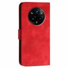 For Realme 14 Pro+ Grid Butterfly Embossed Pattern Leather Phone Case with Lanyard(Red) - 3