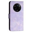 For Realme 14 Pro+ Grid Butterfly Embossed Pattern Leather Phone Case with Lanyard(Light Purple) - 3