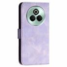 For Realme P3 Pro Grid Butterfly Embossed Pattern Leather Phone Case with Lanyard(Light Purple) - 3