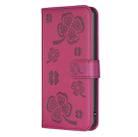 For Samsung Galaxy A06 Four-leaf Embossed Leather Phone Case(Rose Red) - 3