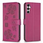 For Samsung Galaxy A36 Four-leaf Embossed Leather Phone Case(Rose Red) - 1