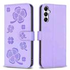 For Samsung Galaxy A36 Four-leaf Embossed Leather Phone Case(Purple) - 1