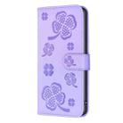 For Samsung Galaxy A36 Four-leaf Embossed Leather Phone Case(Purple) - 3