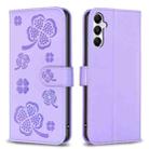 For Samsung Galaxy A56 5G Four-leaf Embossed Leather Phone Case(Purple) - 1