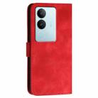 For vivo V29 5G Global YX0080 Grid Butterfly Embossed Pattern Flip Leather Phone Case with Lanyard(Red) - 3