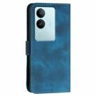 For vivo V29 Pro YX0080 Grid Butterfly Embossed Pattern Flip Leather Phone Case with Lanyard(Dark Blue) - 3