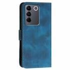 For vivo V27 5G Global YX0080 Grid Butterfly Embossed Pattern Flip Leather Phone Case with Lanyard(Dark Blue) - 3