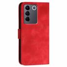 For vivo V27 5G Global YX0080 Grid Butterfly Embossed Pattern Flip Leather Phone Case with Lanyard(Red) - 3