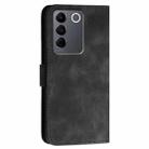 For vivo V27 5G Global YX0080 Grid Butterfly Embossed Pattern Flip Leather Phone Case with Lanyard(Black) - 3