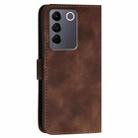 For vivo V27 5G Global YX0080 Grid Butterfly Embossed Pattern Flip Leather Phone Case with Lanyard(Coffee) - 3