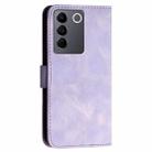 For vivo V27 5G Global YX0080 Grid Butterfly Embossed Pattern Flip Leather Phone Case with Lanyard(Light Purple) - 3