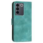 For vivo V27 Pro 5G Global YX0080 Grid Butterfly Embossed Pattern Flip Leather Phone Case with Lanyard(Light Blue) - 3