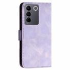 For vivo V27 Pro 5G Global YX0080 Grid Butterfly Embossed Pattern Flip Leather Phone Case with Lanyard(Light Purple) - 3