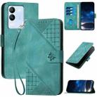 For vivo V29e 5G Global YX0080 Grid Butterfly Embossed Pattern Flip Leather Phone Case with Lanyard(Light Blue) - 1