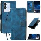 For vivo Y200 5G Global YX0080 Grid Butterfly Embossed Pattern Flip Leather Phone Case with Lanyard(Dark Blue) - 1