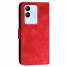 For vivo V30 Lite 5G Global YX0080 Grid Butterfly Embossed Pattern Flip Leather Phone Case with Lanyard(Red) - 3