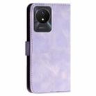 For vivo Y11 2023 / Y02t YX0080 Grid Butterfly Embossed Pattern Flip Leather Phone Case with Lanyard(Light Purple) - 3