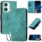 For vivo Y03 4G Global YX0080 Grid Butterfly Embossed Pattern Flip Leather Phone Case with Lanyard(Light Blue) - 1