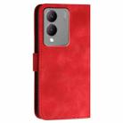 For vivo Y28 5G India YX0080 Grid Butterfly Embossed Pattern Flip Leather Phone Case with Lanyard(Red) - 3