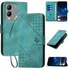 For vivo Y28 5G India YX0080 Grid Butterfly Embossed Pattern Flip Leather Phone Case with Lanyard(Light Blue) - 1