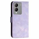 For vivo Y28 5G India YX0080 Grid Butterfly Embossed Pattern Flip Leather Phone Case with Lanyard(Light Purple) - 3