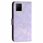 For vivo Y21 / Y33s / Y21s YX0080 Grid Butterfly Embossed Pattern Flip Leather Phone Case with Lanyard(Light Purple) - 3