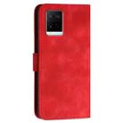 For vivo Y33s 4G Global YX0080 Grid Butterfly Embossed Pattern Flip Leather Phone Case with Lanyard(Red) - 3