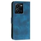 For vivo Y35 4G Global YX0080 Grid Butterfly Embossed Pattern Flip Leather Phone Case with Lanyard(Dark Blue) - 3