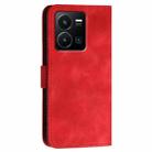 For vivo Y35 4G Global YX0080 Grid Butterfly Embossed Pattern Flip Leather Phone Case with Lanyard(Red) - 3