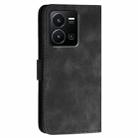 For vivo Y35 4G Global YX0080 Grid Butterfly Embossed Pattern Flip Leather Phone Case with Lanyard(Black) - 3