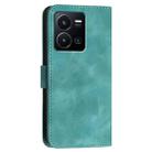 For vivo Y35 4G Global YX0080 Grid Butterfly Embossed Pattern Flip Leather Phone Case with Lanyard(Light Blue) - 3