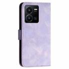 For vivo Y35 4G Global YX0080 Grid Butterfly Embossed Pattern Flip Leather Phone Case with Lanyard(Light Purple) - 3