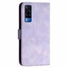 For vivo Y31 4G India YX0080 Grid Butterfly Embossed Pattern Flip Leather Phone Case with Lanyard(Light Purple) - 3