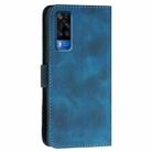 For vivo Y53s 4G / Y51a / Y33 4G YX0080 Grid Butterfly Embossed Pattern Flip Leather Phone Case with Lanyard(Dark Blue) - 3