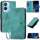 For vivo Y56 5G Global YX0080 Grid Butterfly Embossed Pattern Flip Leather Phone Case with Lanyard(Light Blue) - 1