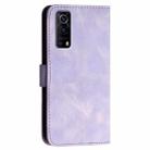 For vivo Y72 5G / iQOO Z3 YX0080 Grid Butterfly Embossed Pattern Flip Leather Phone Case with Lanyard(Light Purple) - 3