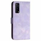 For vivo Y52 5G YX0080 Grid Butterfly Embossed Pattern Flip Leather Phone Case with Lanyard(Light Purple) - 3