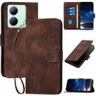 For vivo Y36 5G Global YX0080 Grid Butterfly Embossed Pattern Flip Leather Phone Case with Lanyard(Coffee) - 1